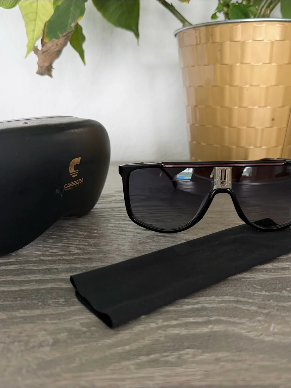 Carrera unisex Black Shield Sunglasses with Dark Gradient Lenses